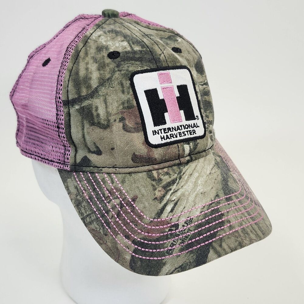 International Harvester Hat Pink & Camo Mesh Trucker Cap Snap Back 540 Max CNH